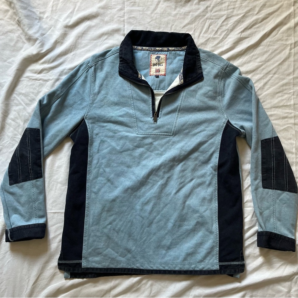 Fatface Light and Navy Blue 1/4 Zip Sweater